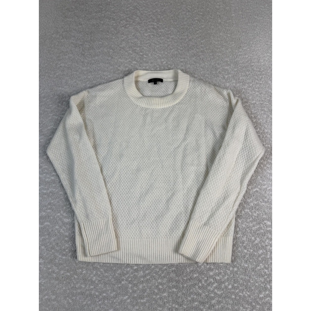 Quince Sweater Womens XS White Wool Baby‎ Alpaca Blend Textured Crewneck Knit
